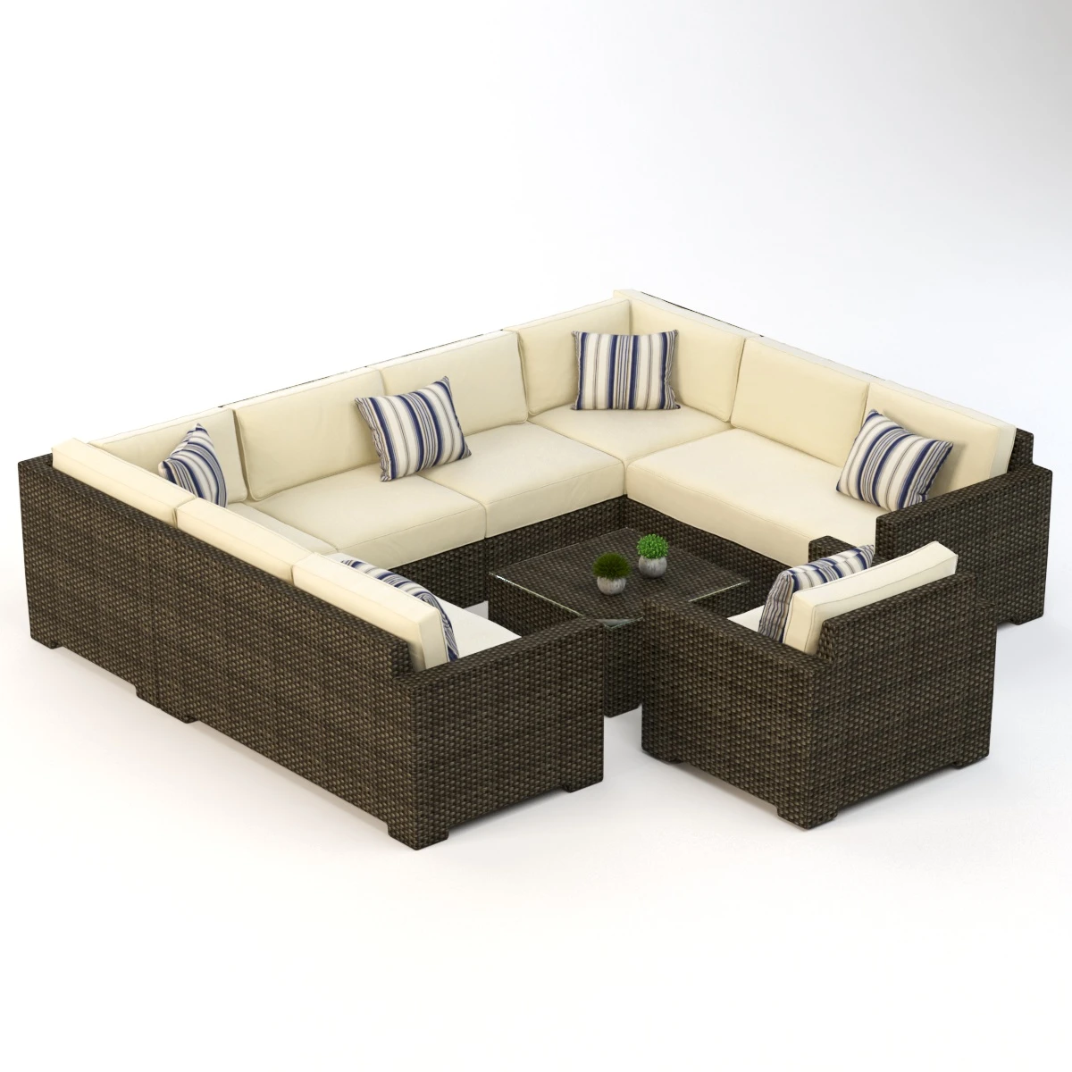 Crate and Barrel Ventura Umber Sofa Set V1 3D Model_01